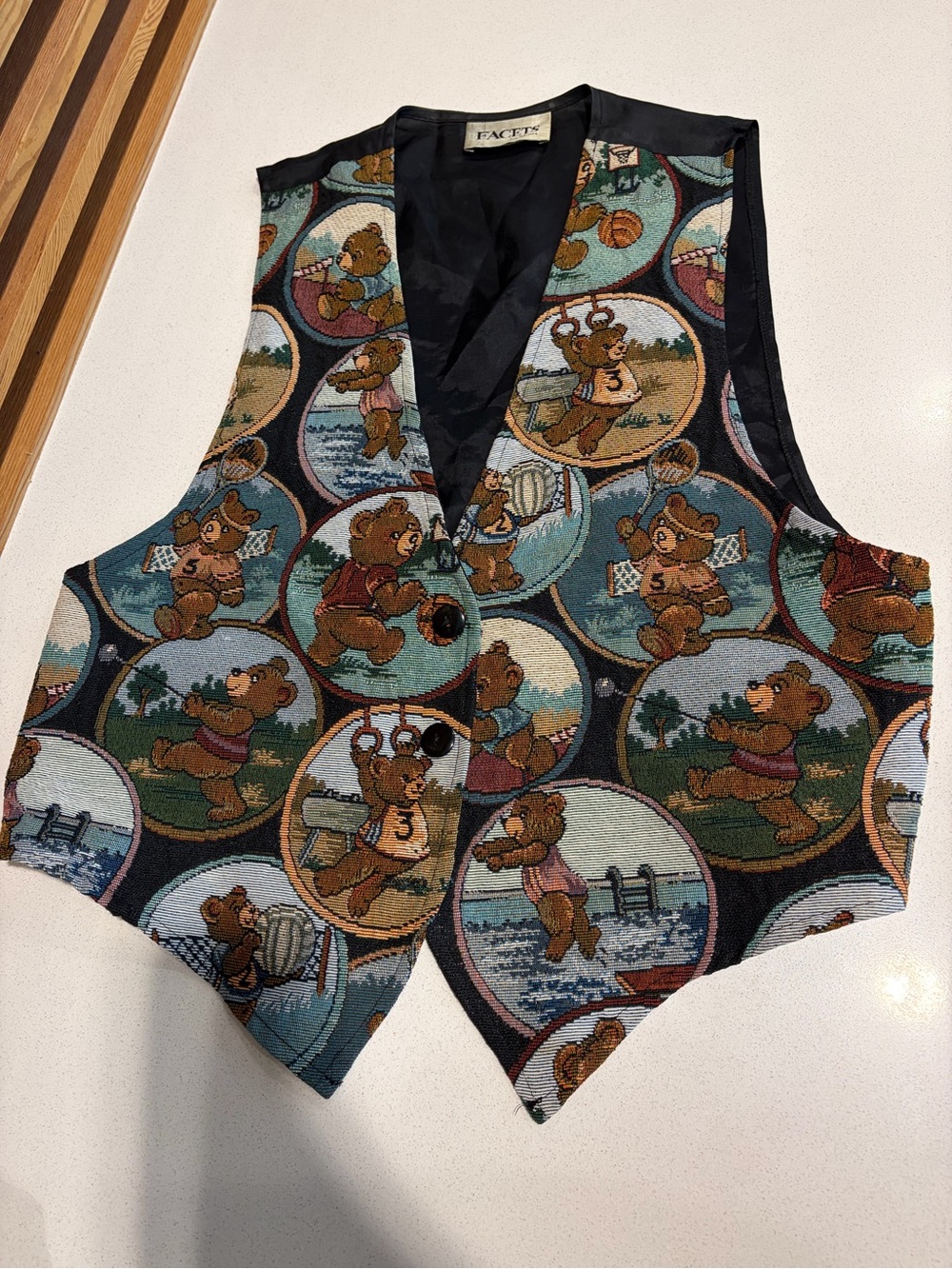 Vintage Teddy Bear Pattern Women’s Vest in Multi-Color